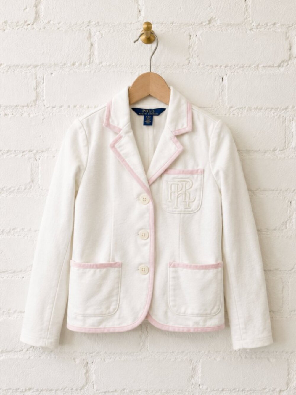 POLO Ralph Lauren White Toddler Embroidered Logo Pink Blazer 2T Heritage Prep